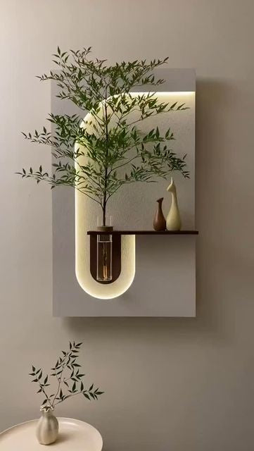 تابلوه جداري مضيء مع فازة زهور